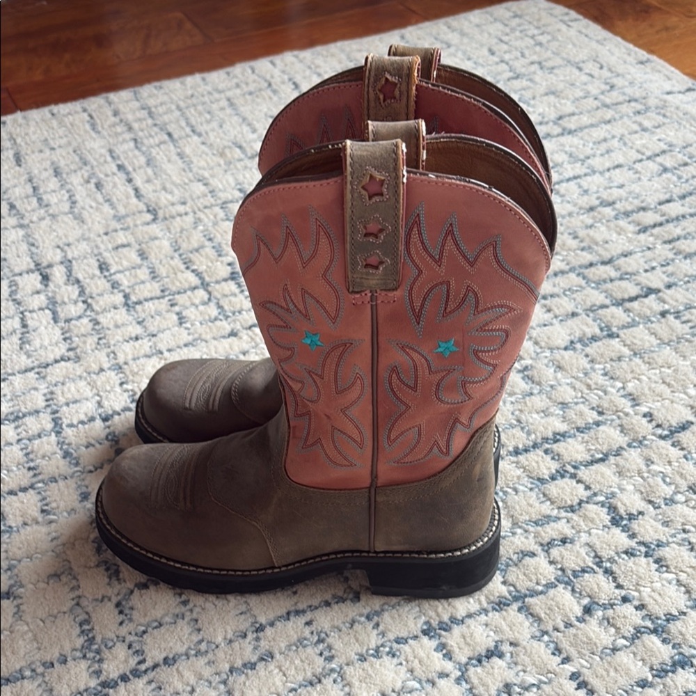 Ariat Pink and Brown Western Boots